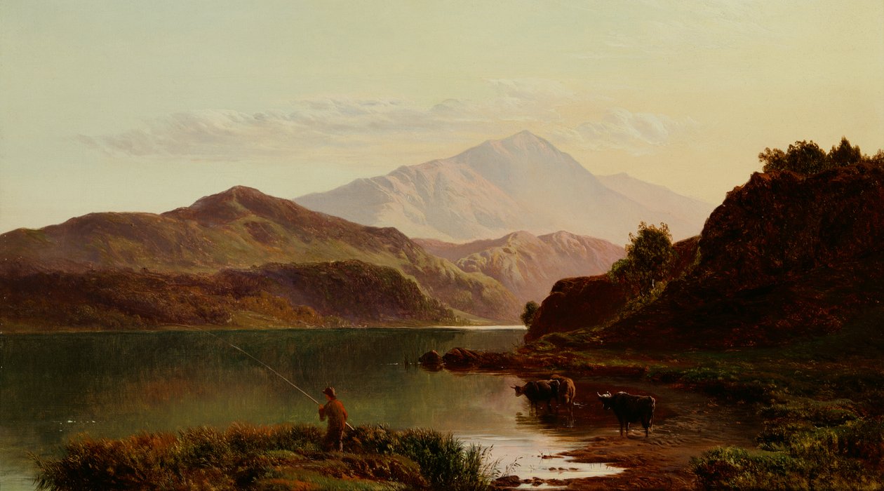 Fiskeri på søen (olie) af Sidney Richard Percy