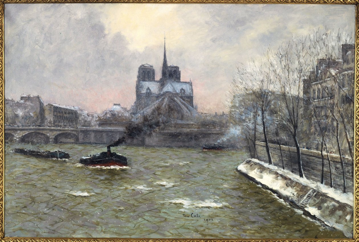 Chevet af Notre-Dame, set fra Pont de la Tournelle, sneeffekt af Siebe Johannes Ten Kate