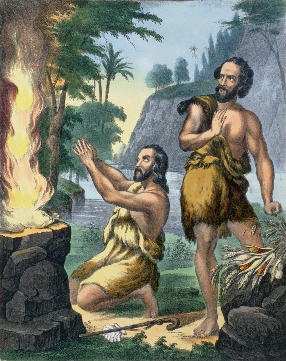 The Sacrifice of Kain and Abel, fra en bibel trykt af Edward Gover, 1870