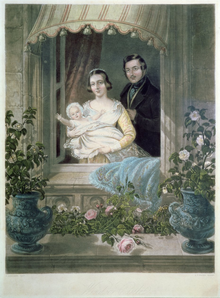 Dronning Victoria, Prins Albert og baby på Windsor Castle af Siegfried Detler Bendixen