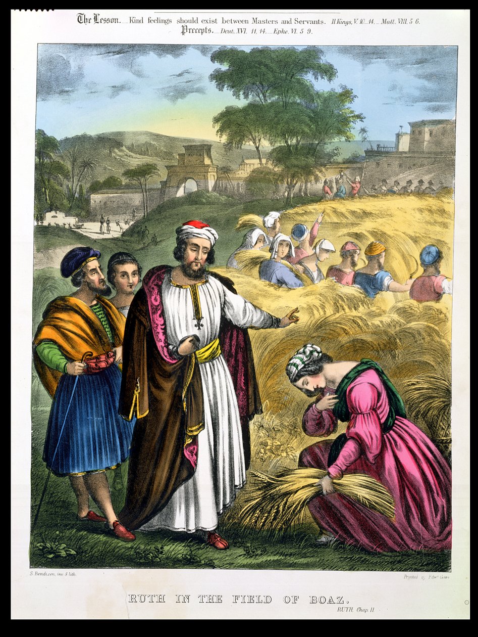 Ruth in the Field of Boaz, fra en bibel trykt af Edward Gover, 1870