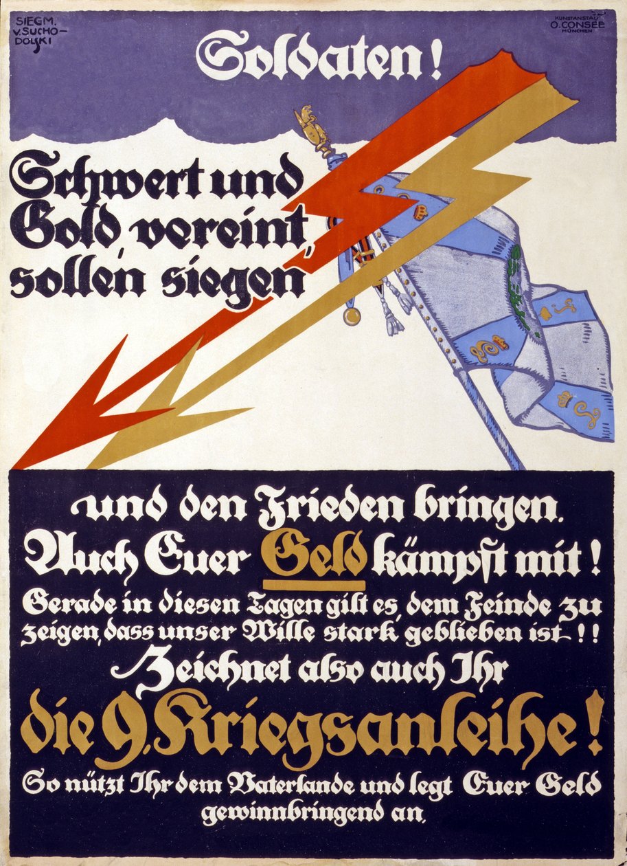 Tysk WW1-indsamlingskampagne til 9. krigslån, 1914-18 af Siegmund von Suchodolski