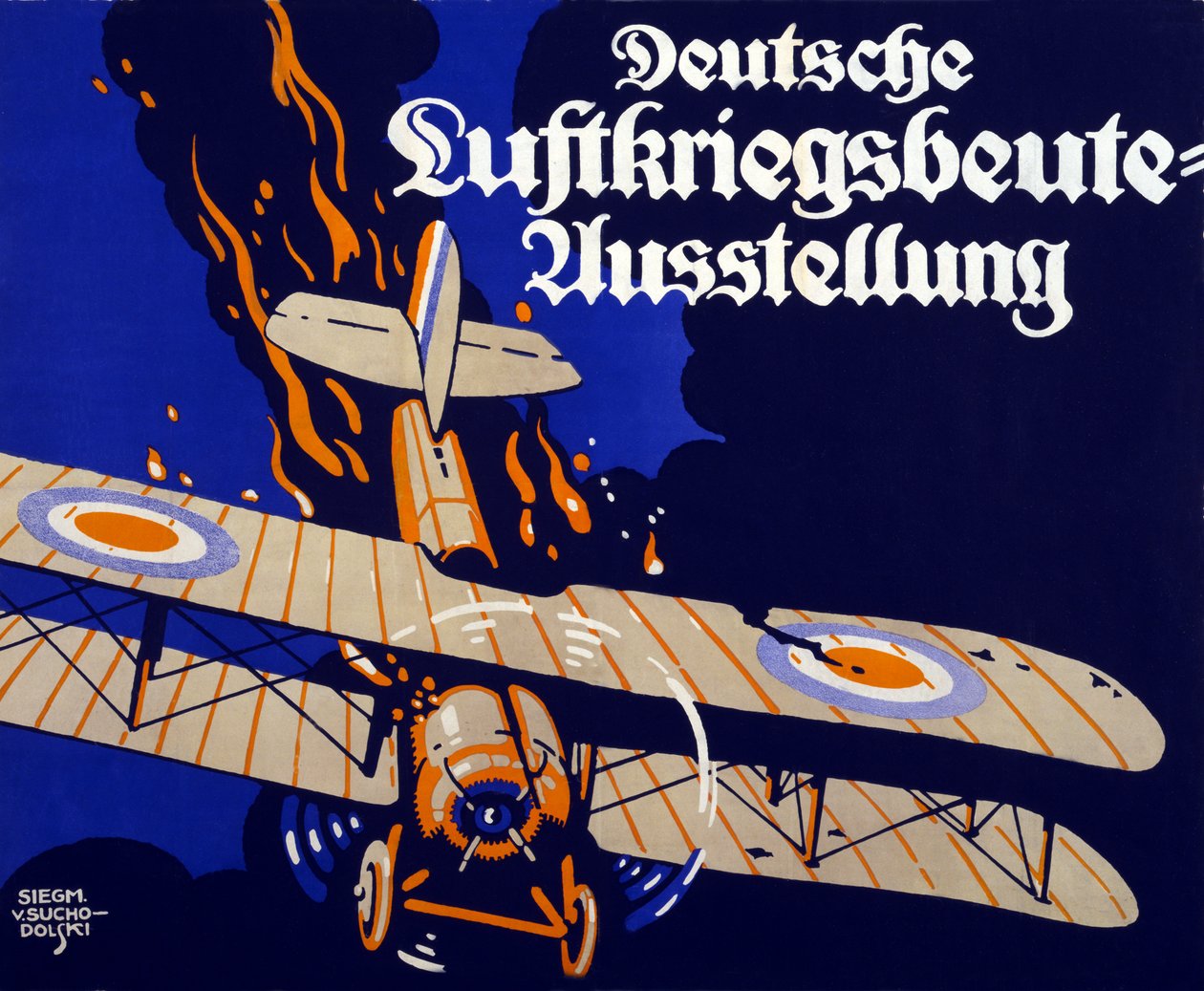Plakat, der reklamerer for den tyske luftkrigsbytteudstilling, 1918 af Siegmund von Suchodolski