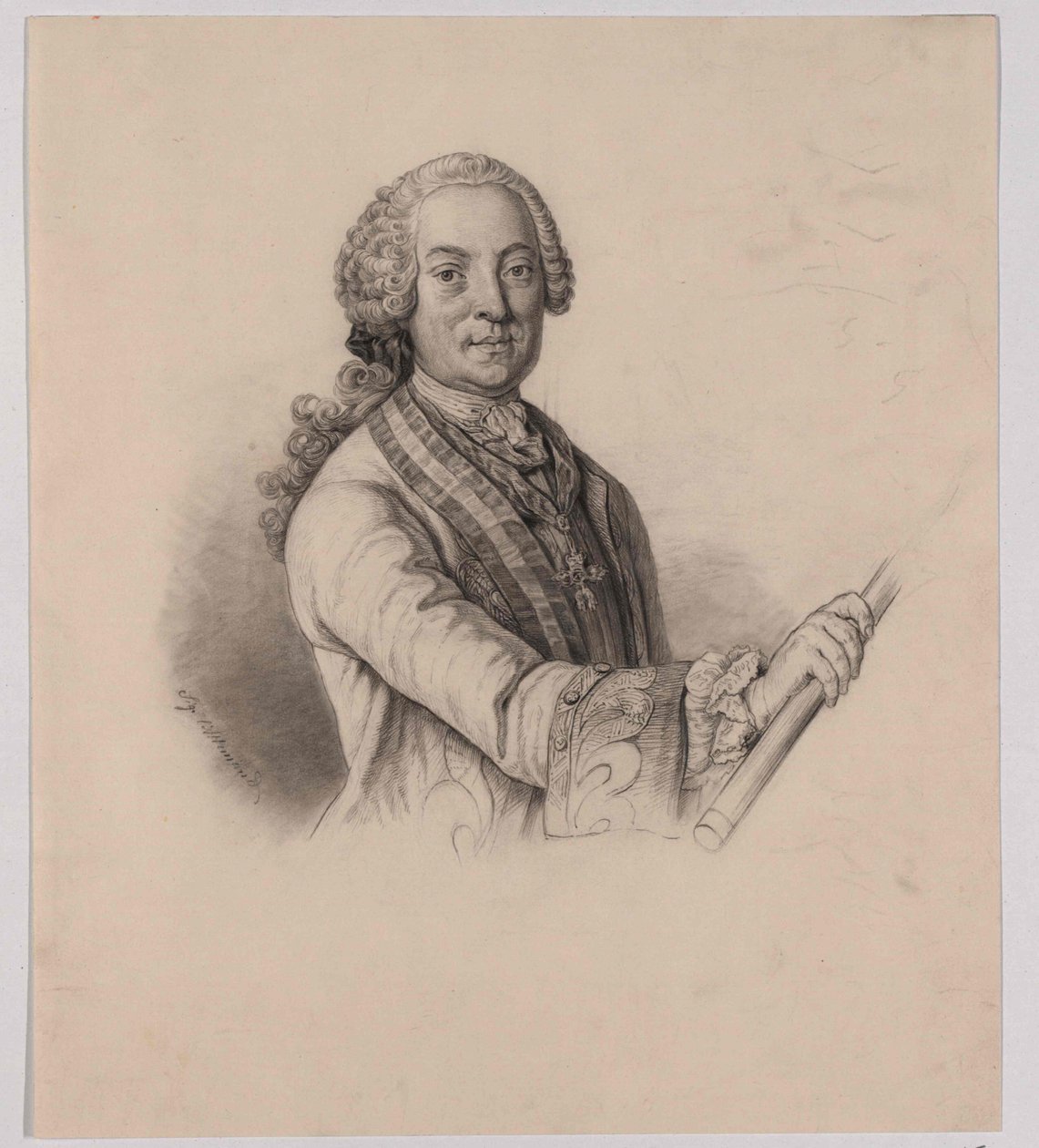 Blyantstegning af Siegmund L