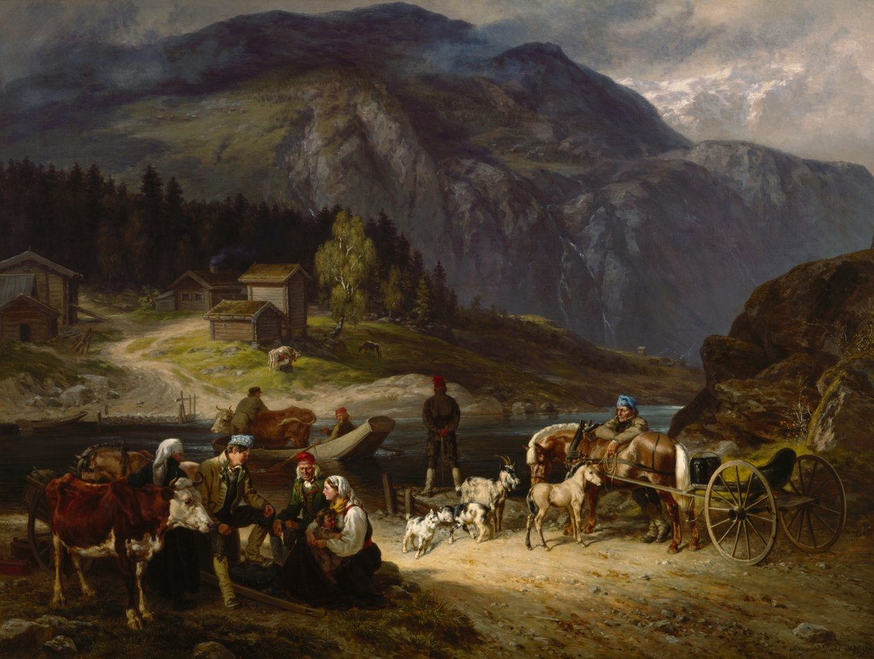 Krydsningsscene fra Telemark af Siegwald Johannes Dahl