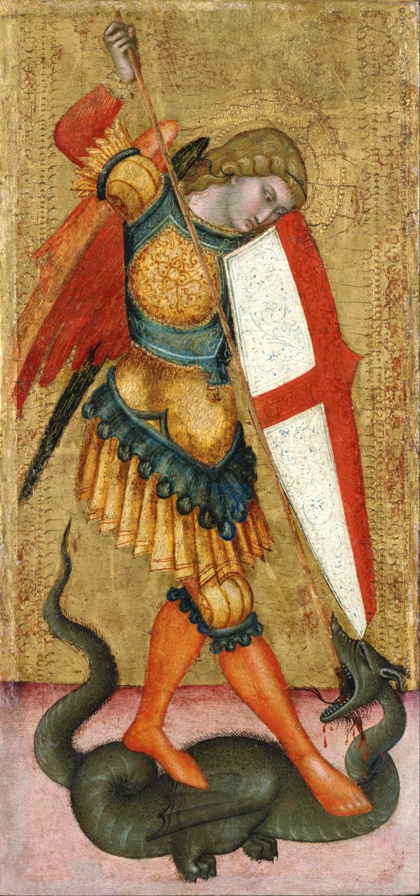 Sankt Michael og dragen af Sienese School of the 14th century