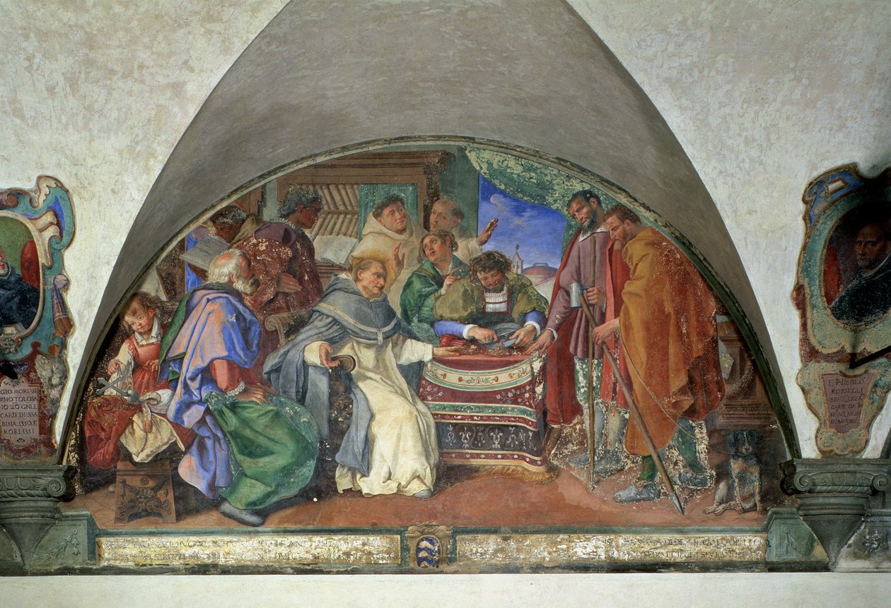 St. Antoninus Drives Away Two False Beggars, lunette, 1613 af Sigismondo Coccapani