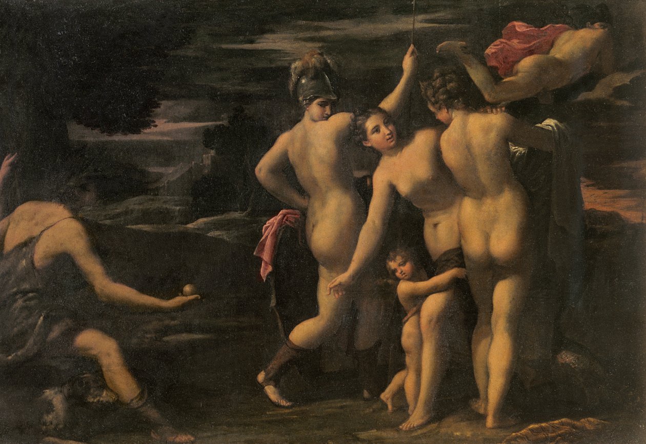 The Judgment of Paris (olie på kobber) af Sigismondo Scarsellino