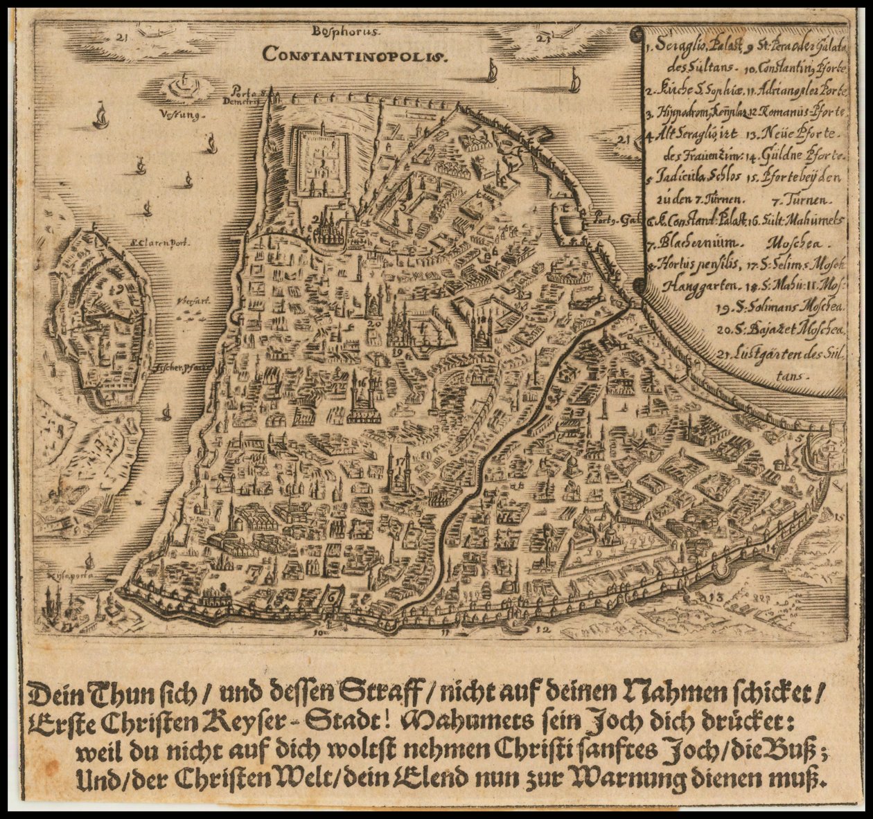 1668-kort over Konstantinopel af Sigmund von Birken af Sigmund von Birken