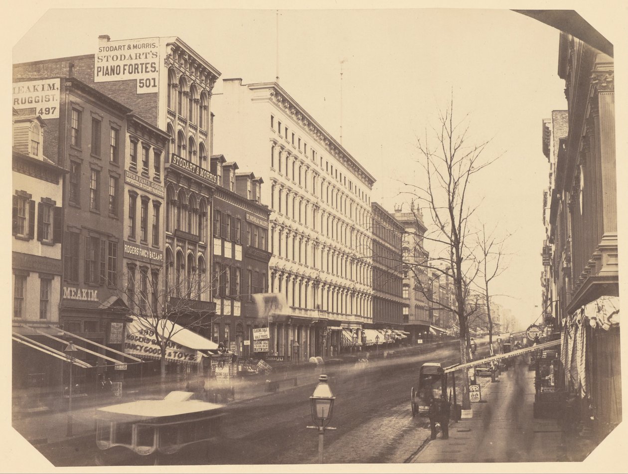 Broadway kigger mod nord fra mellem Grand- og Broome -gader af Silas A. Holmes
