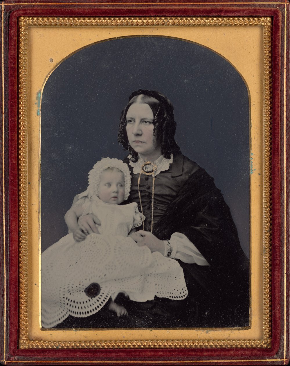 Portræt af en kvinde og en baby,ca. 1855 (foto) af Silas Eastham