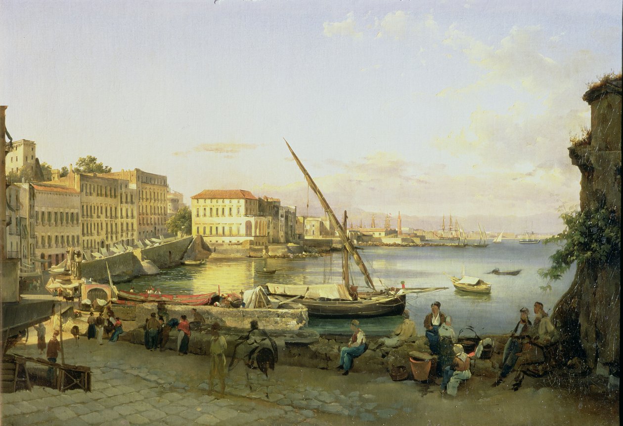 Santa Lucia-dæmningen, Napoli, ca. 1820 af Silvestr Fedosievich Shchedrin