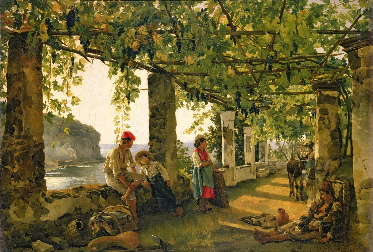 Veranda med snoede vinstokke, 1828 af Silvestr Fedosievich Shchedrin