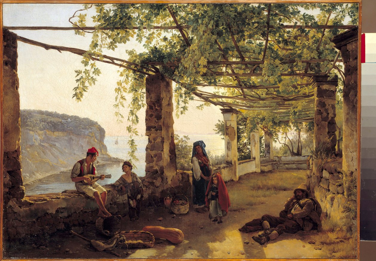 Landskab nær Sorrento på Amalfikysten Maleri af Silvestre Shchedrine (1791-1830) 1826 af Silvestr Fedosievich Shchedrin