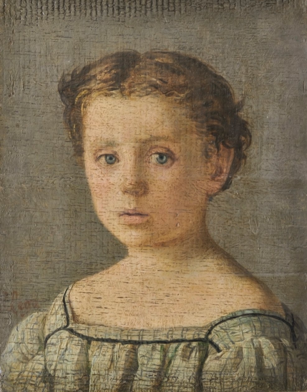 Børneportræt, ca. 1864-65 (olie på plade) af Silvestro Lega