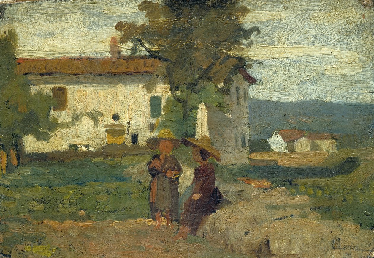 Bønder i solen, ca. 1863 (olie på lærred på pap) af Silvestro Lega