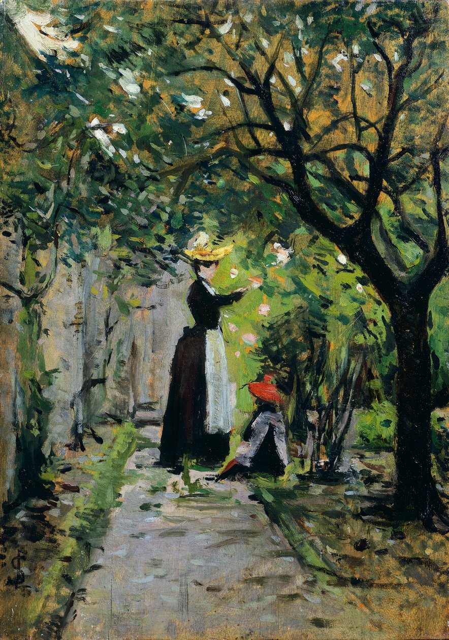 I rosenhave, af Silvestro Lega (1826-1895), olie på panel, 36,5x25,5 cm af Silvestro Lega