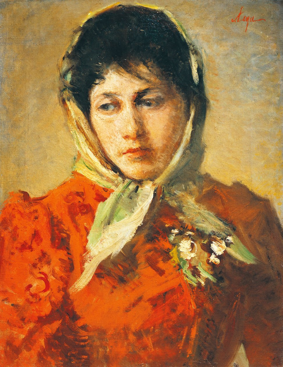 La scellerata (skurkagtig kvinde), af Silvestro Lega (1826-1895), olie på lærred, 50x38 cm af Silvestro Lega