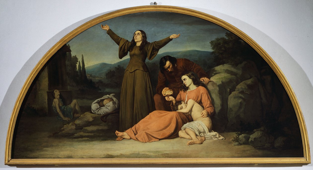 Lunette of Famine, af Silvestro Lega (1826-1895), Canton Oratory, Modigliana, Emilia Romagna af Silvestro Lega