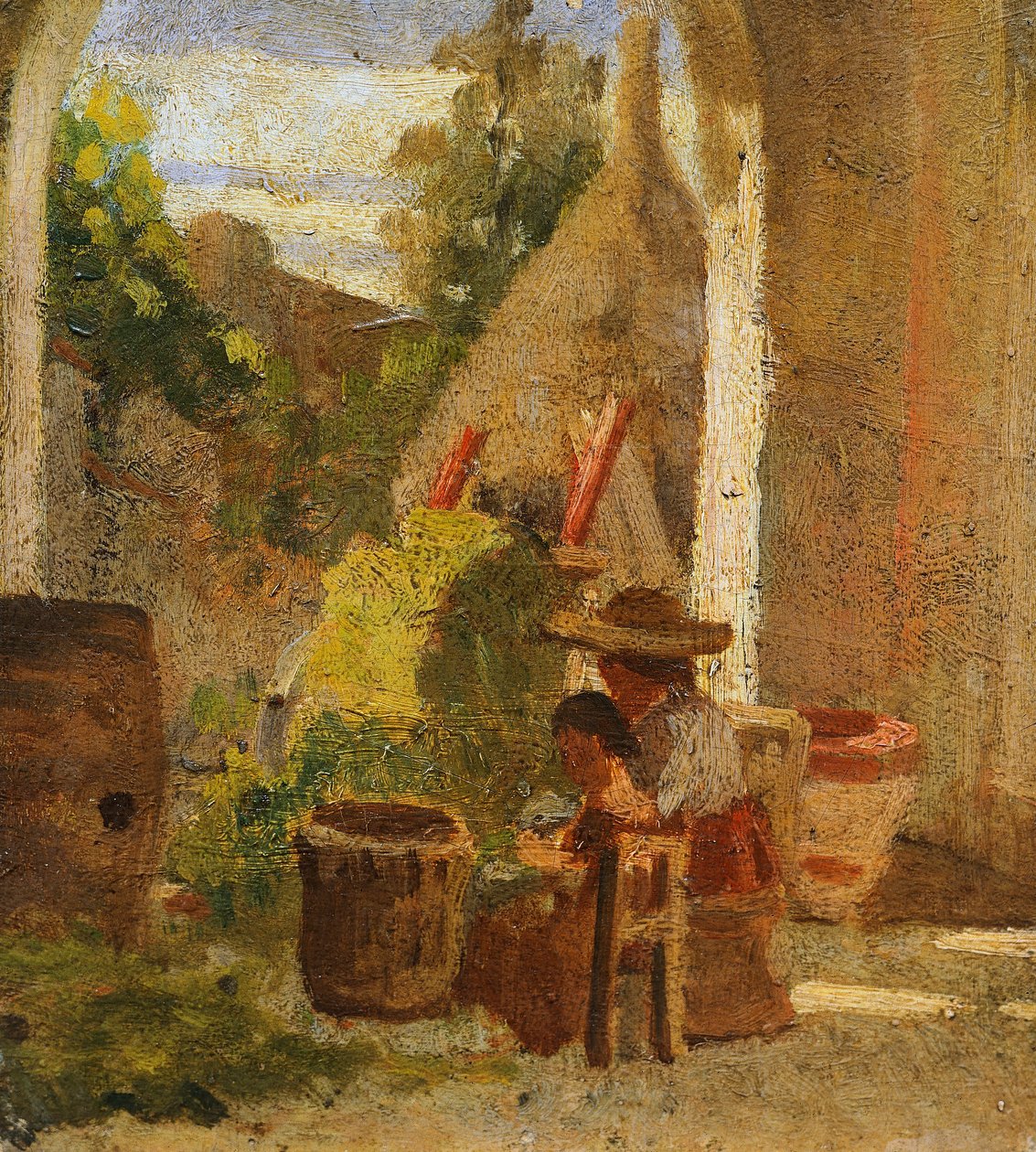 Rustik loggia, Country Study triptykon af Silvestro Lega