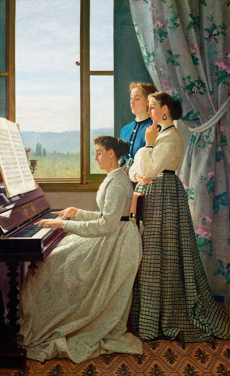 Folkesangen (olie på lærred) af Silvestro Lega