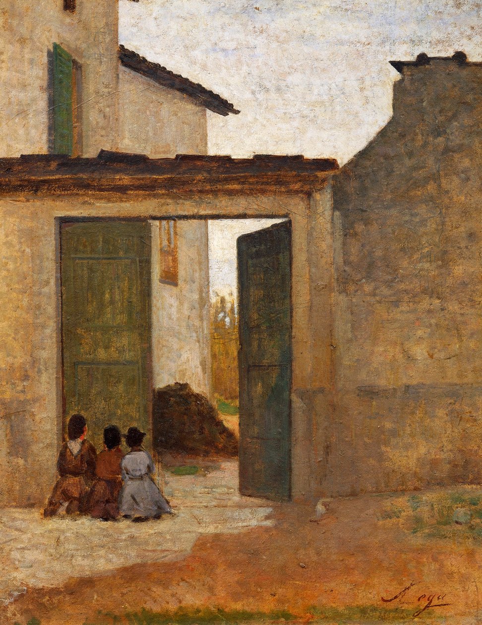 Viaticum, ca. 1864, af Silvestro Lega (1826-1895), olie på pap, 315x394 cm af Silvestro Lega