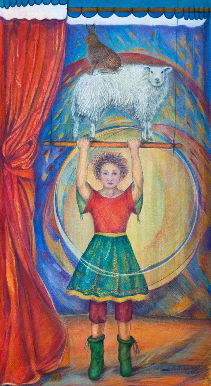 Acrobats, 2013 (akvarel og pastel) af Silvia Pastore