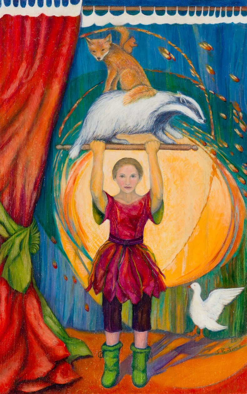 Acrobats, 2013 (wc & pastel på papir) af Silvia Pastore