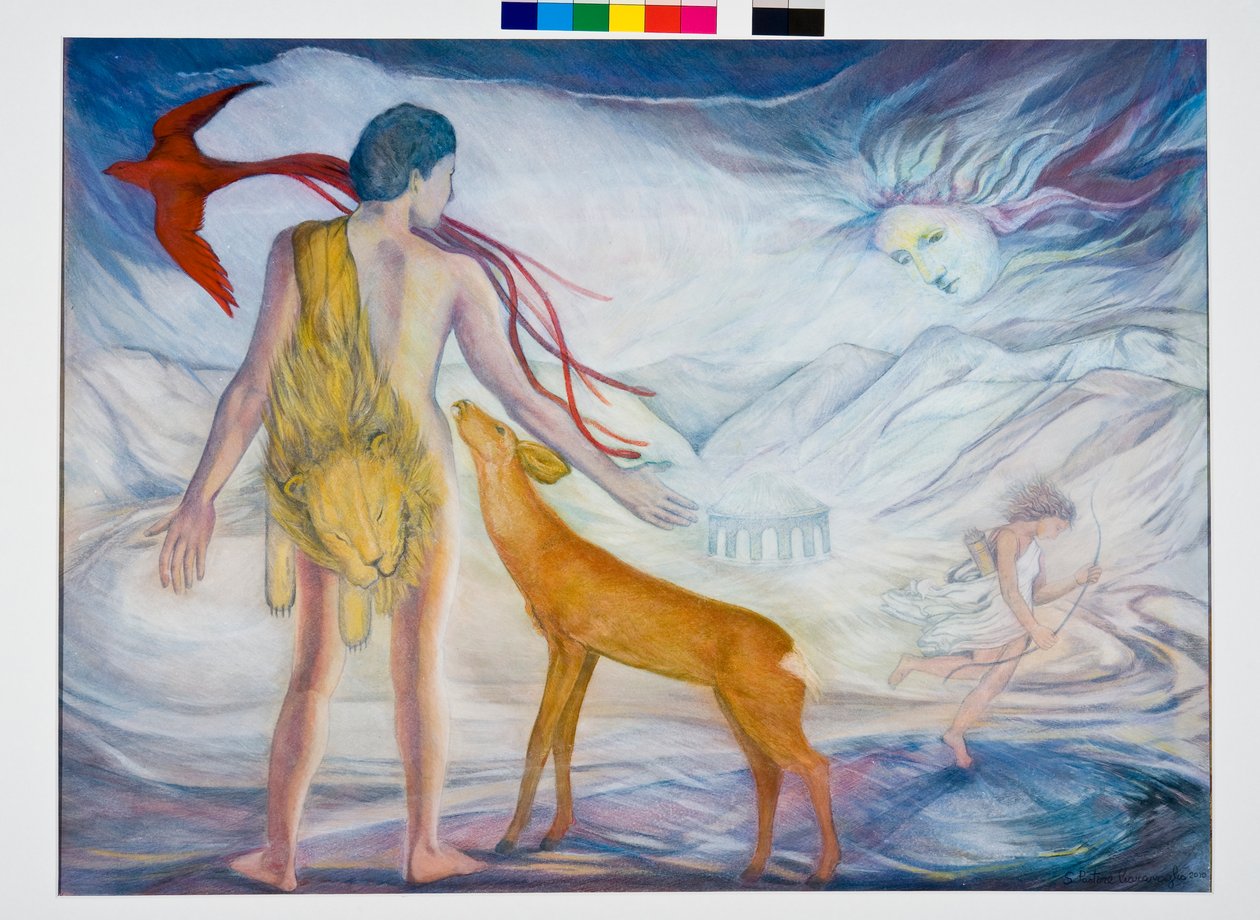 Hercules and the Golden Hind, 2010 (blandet medier på papir) af Silvia Pastore