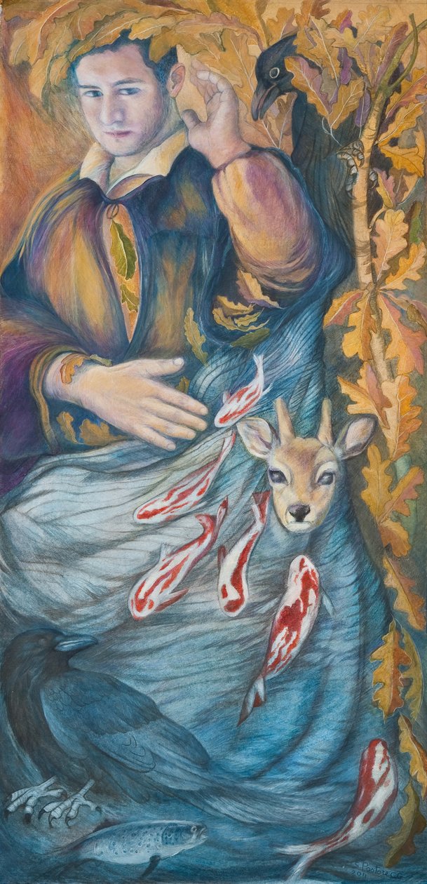 Trusted Companions, 2011 (wc & pastel på papir) af Silvia Pastore