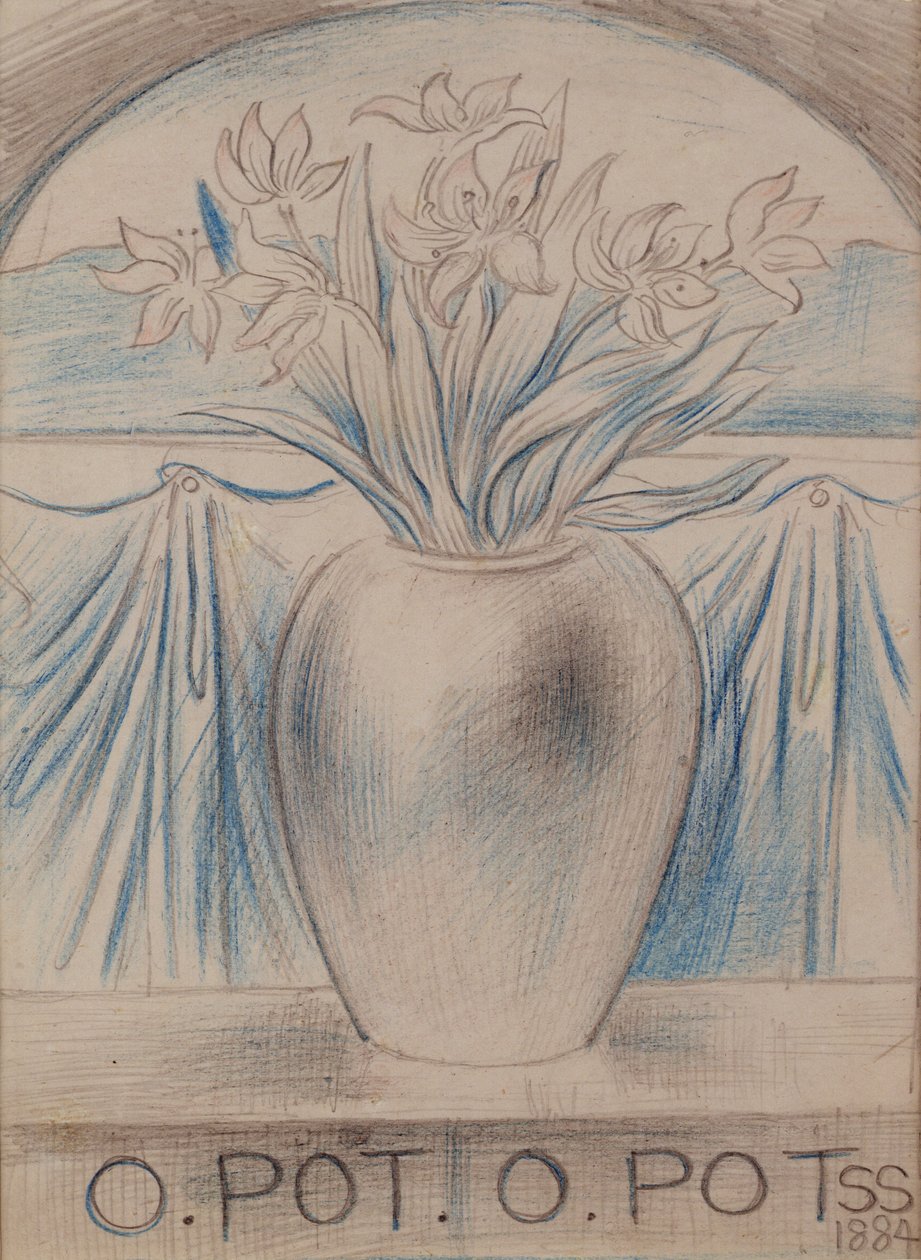 O Pot O Pot, 1884 (blyant og farvet kridt på papir) af Simeon Solomon