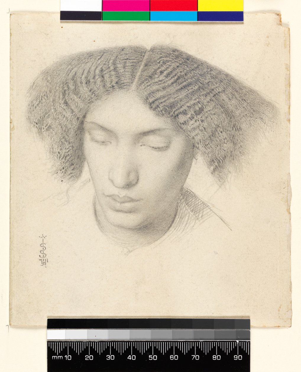 Portræt af fru Fanny C.h.n, 1859 (grafit på papir) af Simeon Solomon