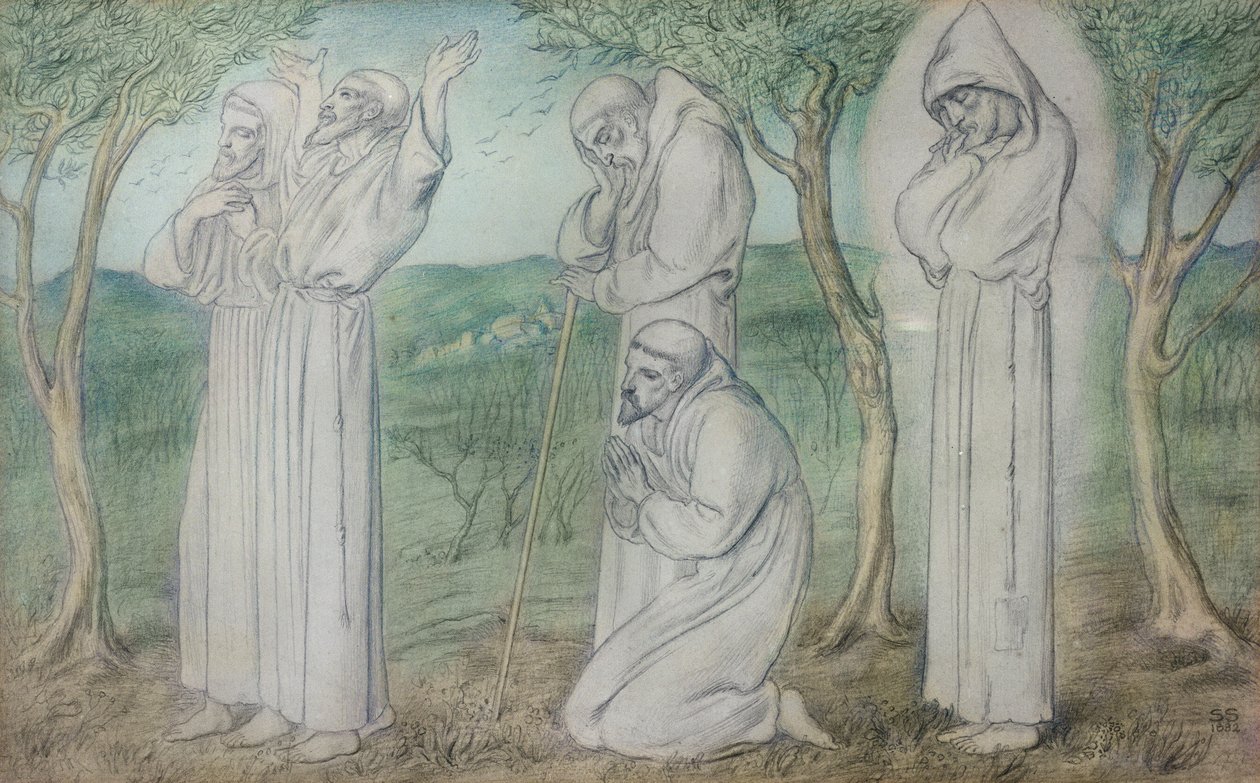 En gruppe franciskanerbrødre af Simeon Solomon