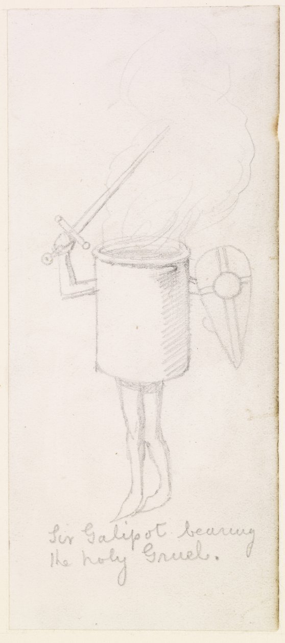 Sir Galipot med den hellige vælling, ca. 1855-59 (blyant på papir) af Simeon Solomon