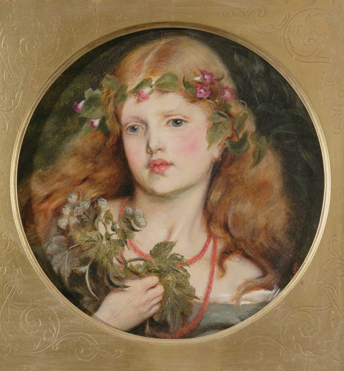 Studie af et pigehoved, 1863 af Simeon Solomon
