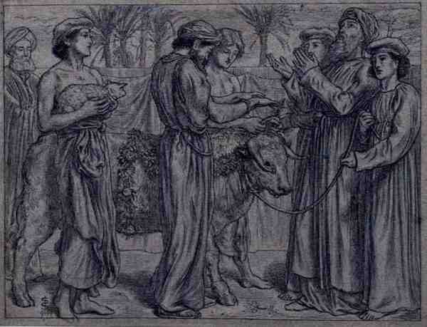 Aarons første offer (pen og blæk) af Simeon Solomon