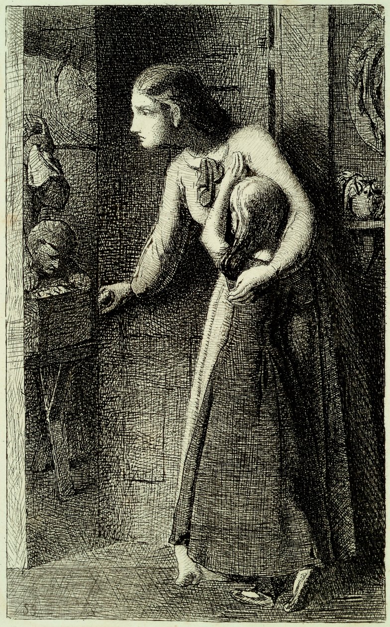 The Haunted House, ca. 1858 (radering trykt på lagt indisk papir) af Simeon Solomon