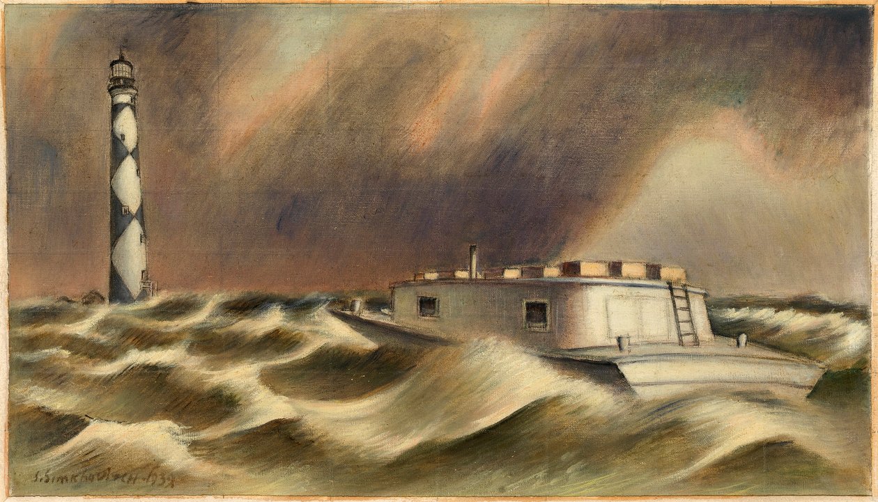 Post til Cape Lookout (studie af vægmaleri, Beaufort, North Carolina Post Office) af Simka Simkhovitch