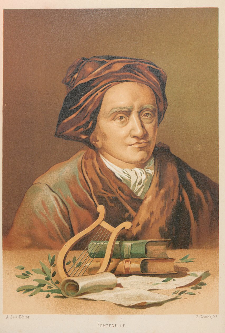 Portræt af Bernard le Bovier de Fontenelle 1657-1757, 1879. af Simón Gómez