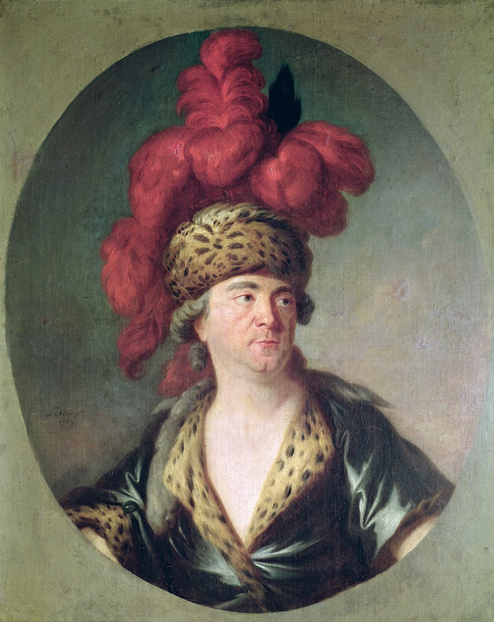 Skuespilleren Lekain (1728-78) i rollen som Djengis Khan, i Operaen 