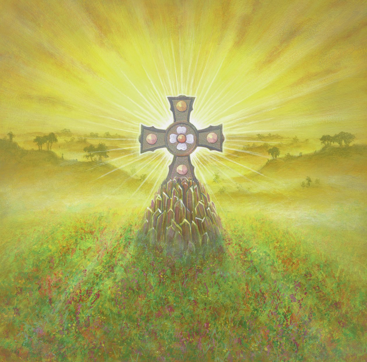 Celtic Cross (akryl på lærred) af Simon Cook