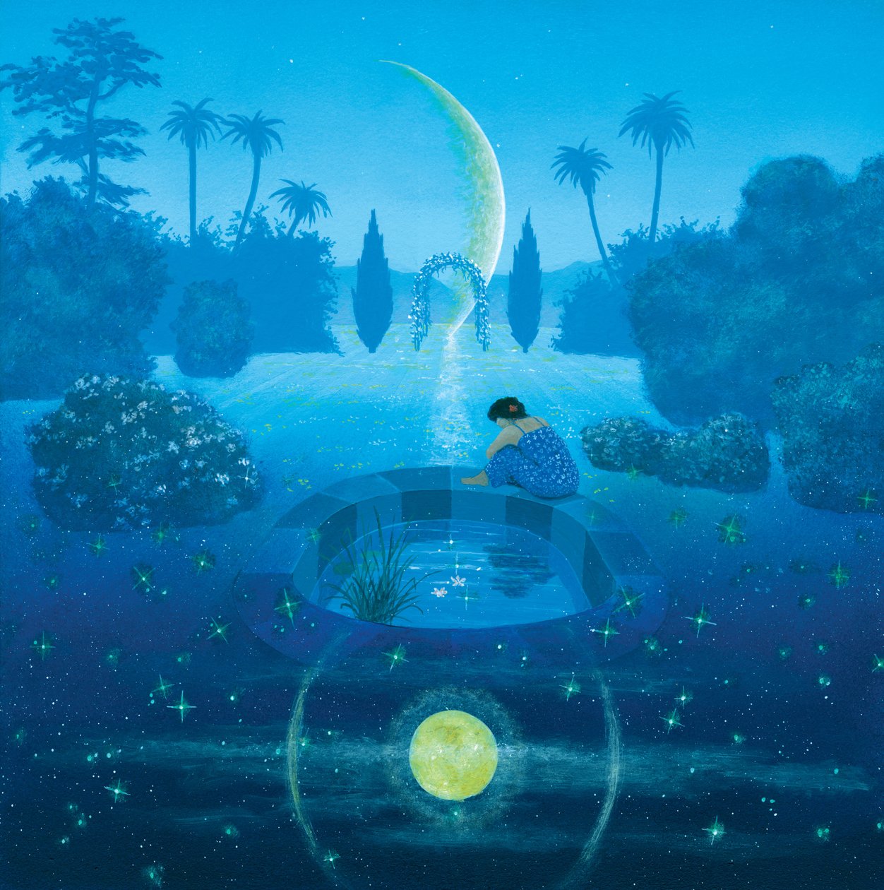 Garden of Dreams (akryl på lærred) af Simon Cook