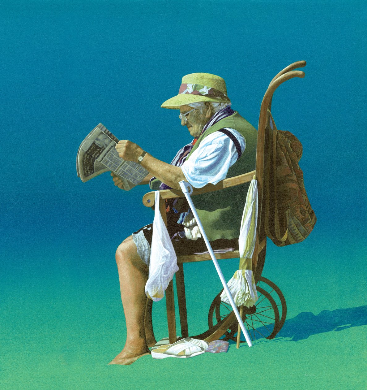 On The Beach (akryl på lærred) af Simon Cook