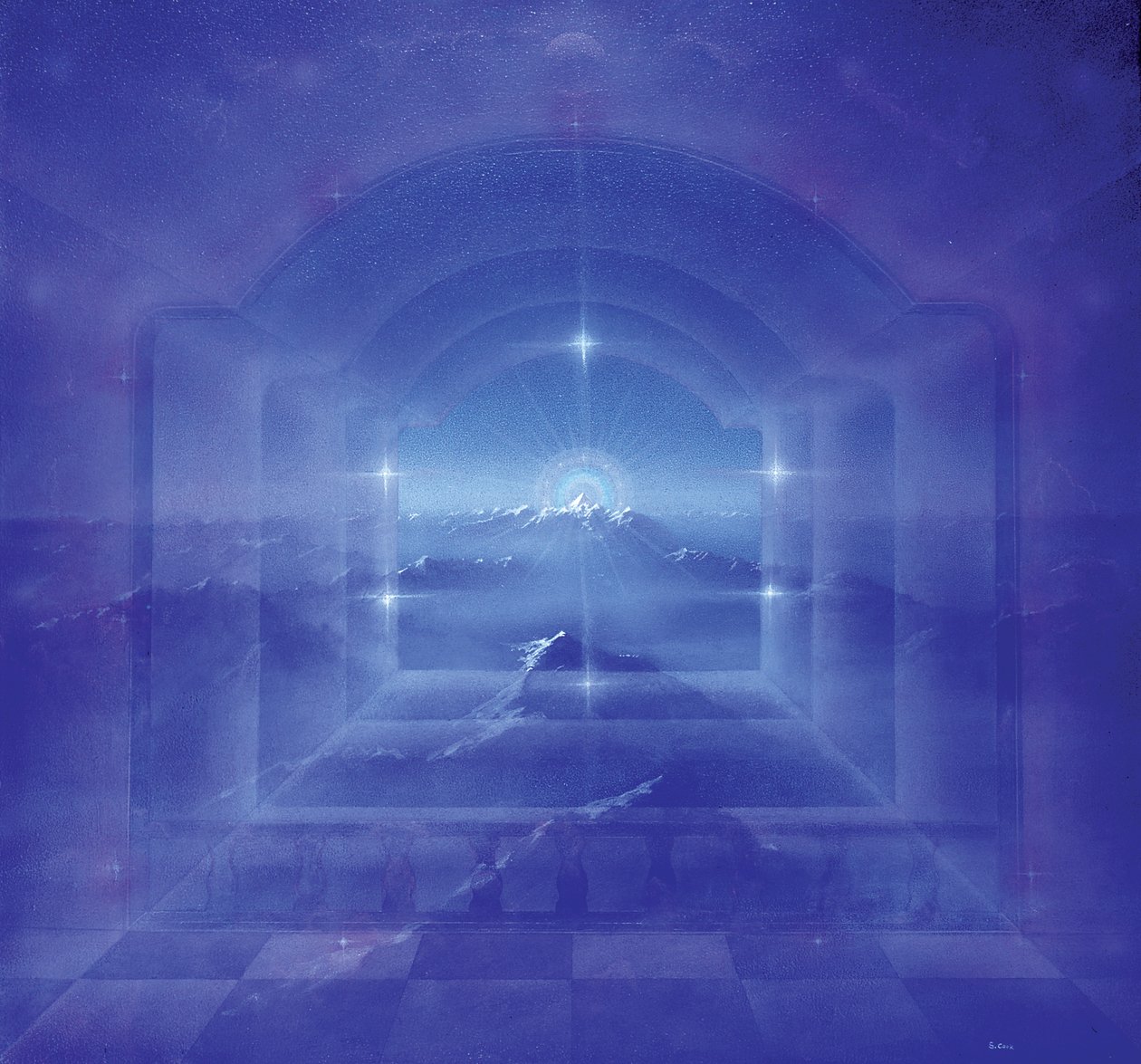 Through Crystal Worlds (akryl på lærred) af Simon Cook