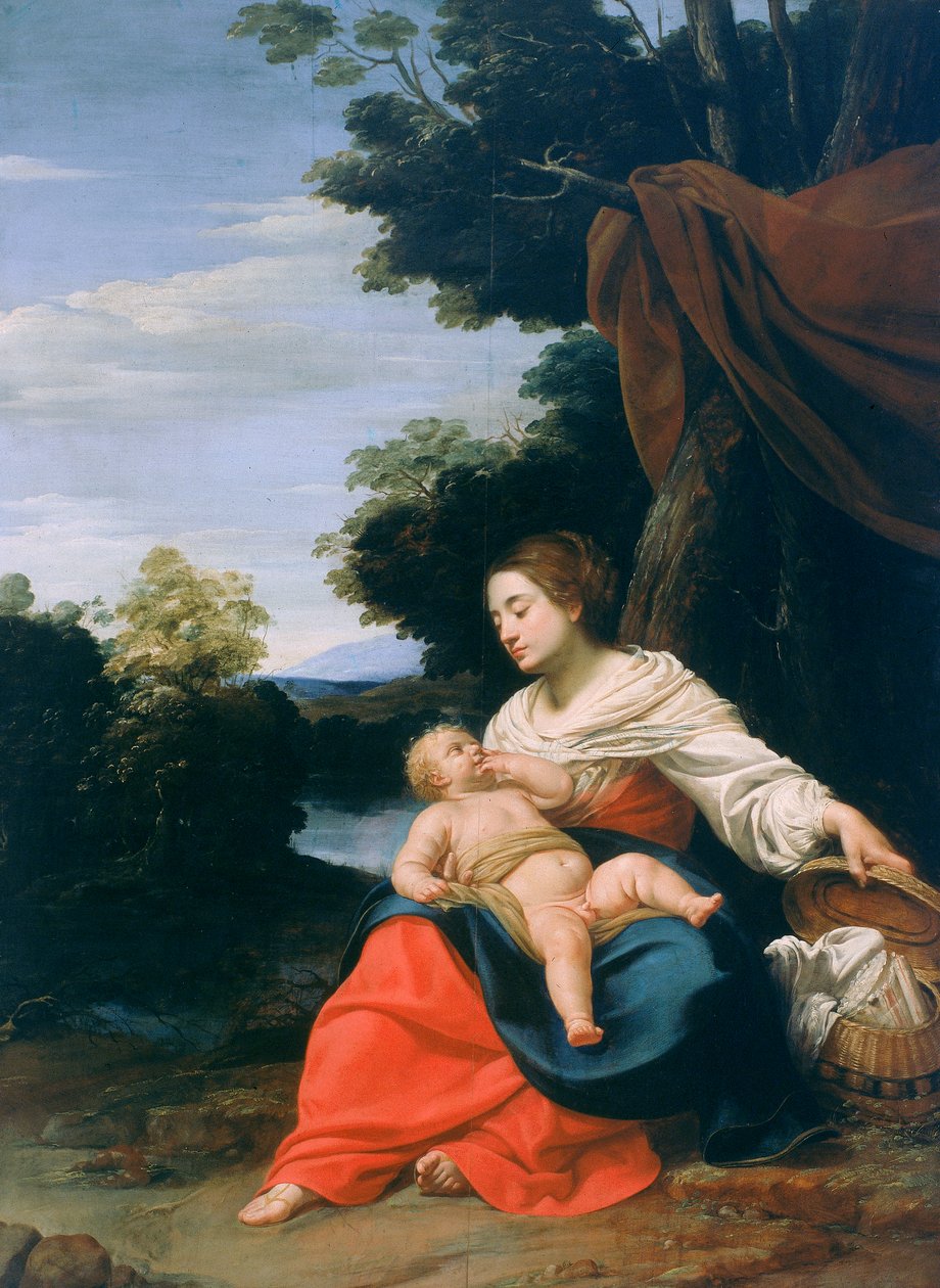 Madonna og barn, kendt som Madonna della Cesta (Kurvens Madonna) af Simon Vouet