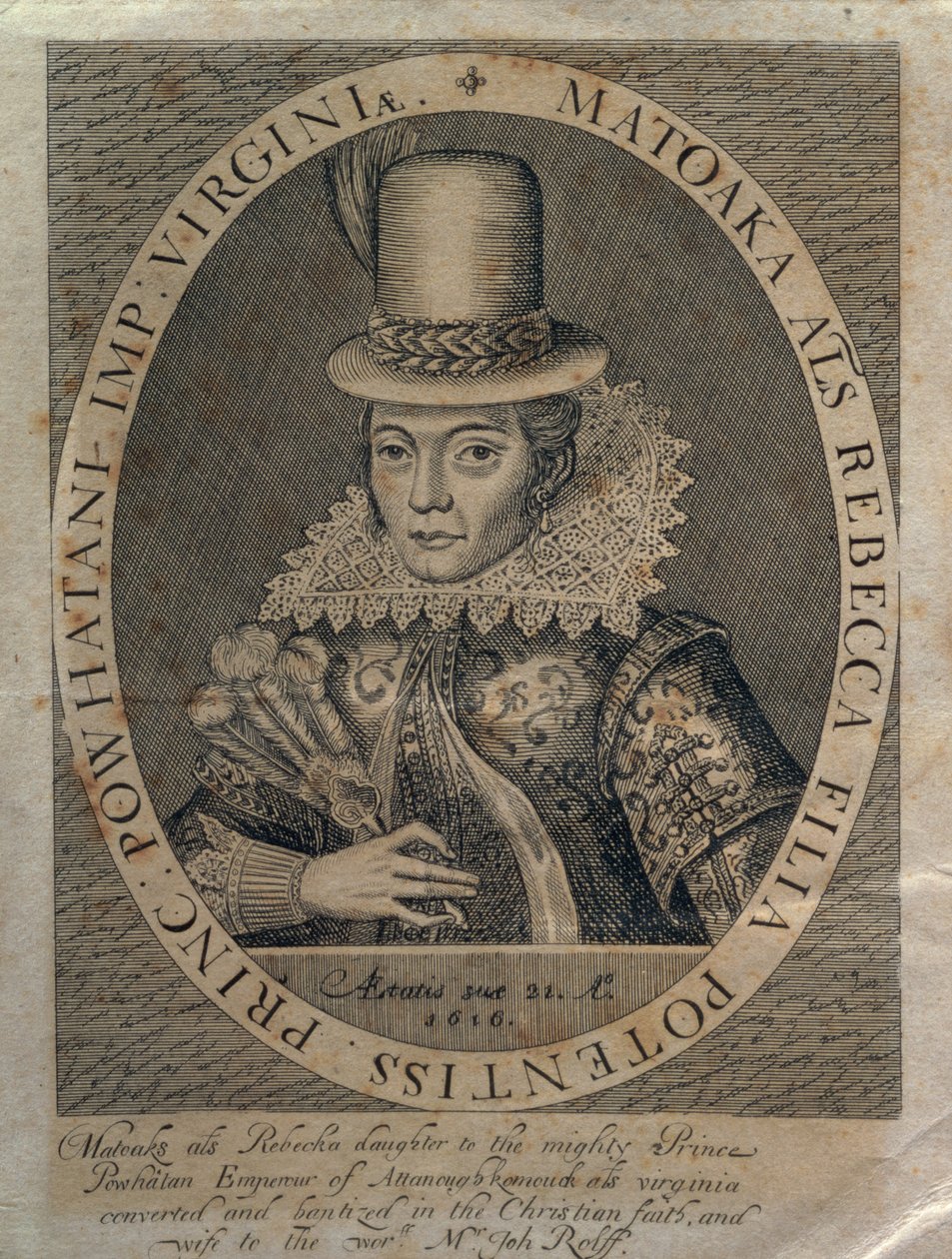 Pocahontas (1595-1617) 1616 af Simon de Passe