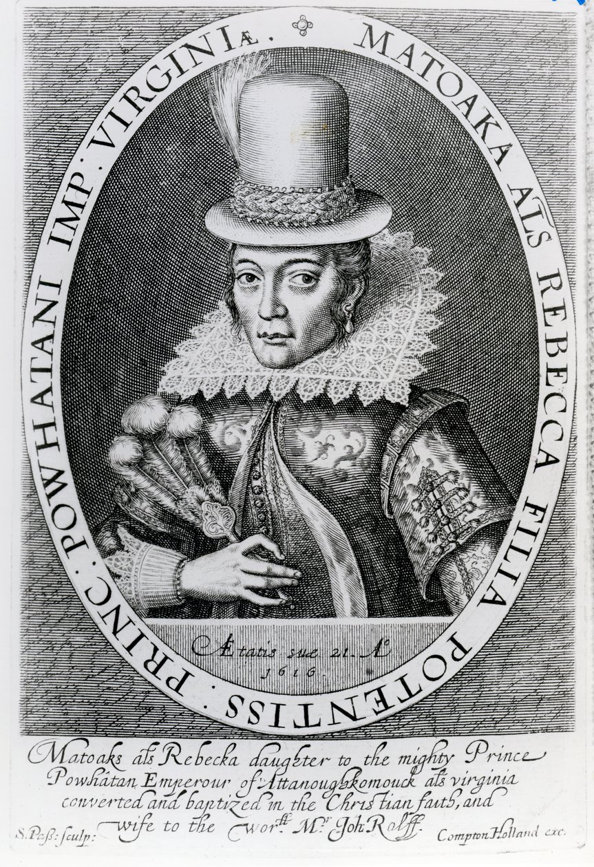 Pocahontas, 1616 af Simon de Passe