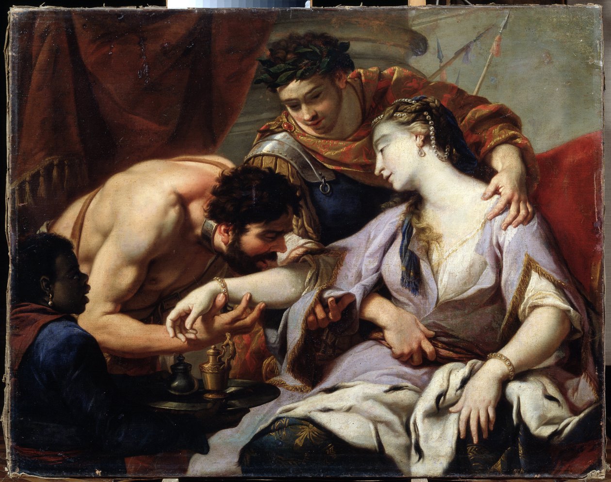 Dronning og Slave. Maleri fra Simon Vouets skole (1590-1649). Olie på lærred af Simon (circle of) Vouet