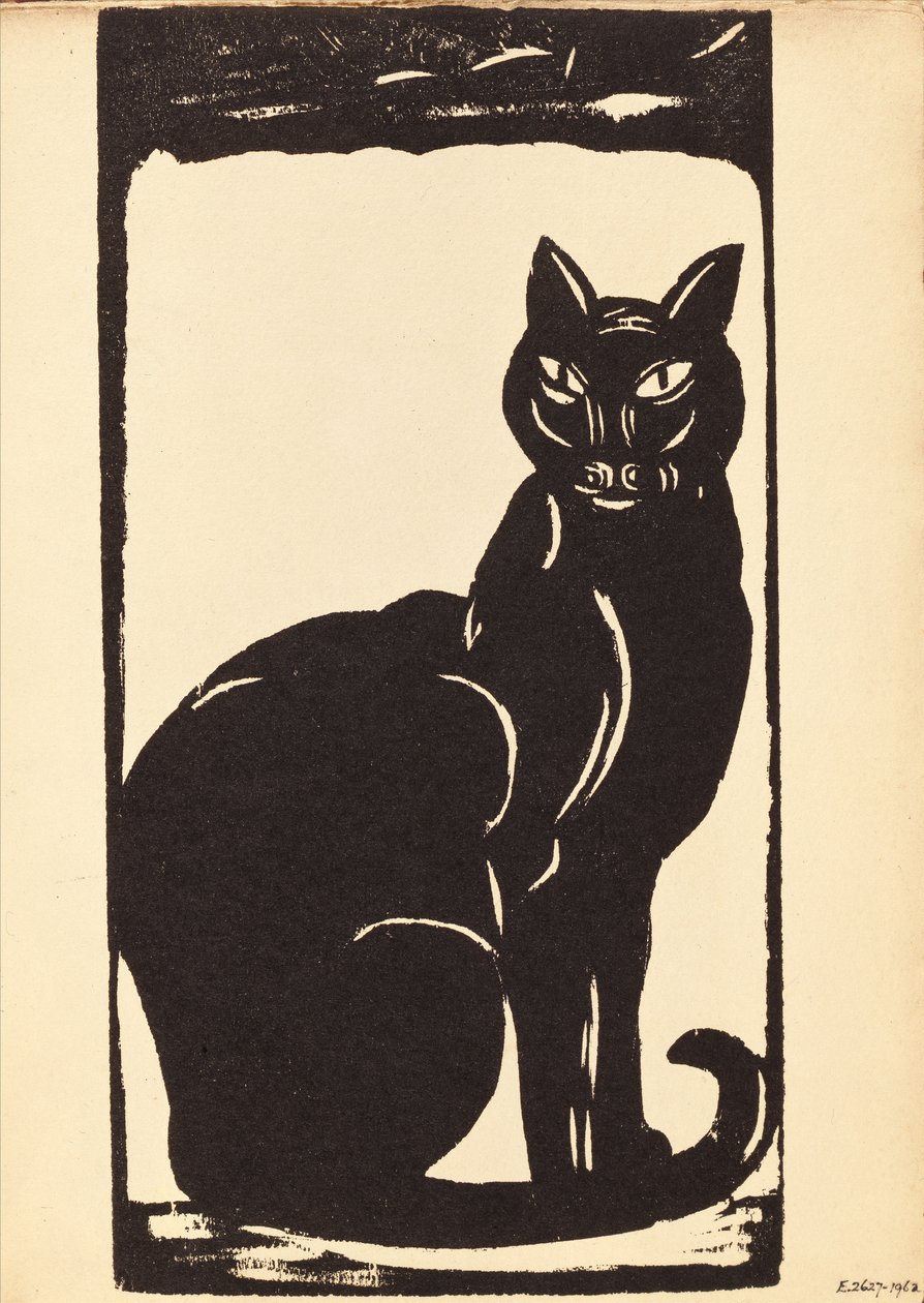 Sort kat (træsnit) af Simon Albert Bussy