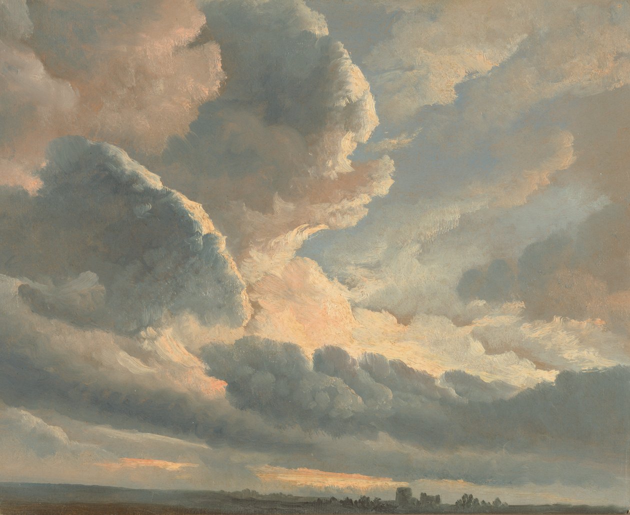 Studie af skyer med solnedgang nær Rom af Simon Alexandre Clément Denis